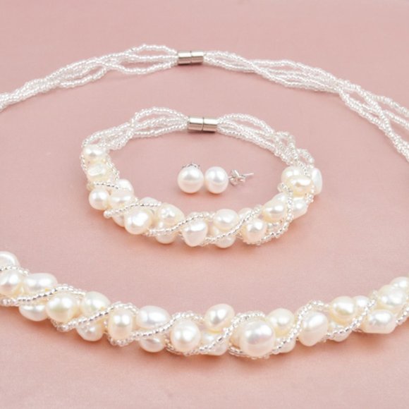 Natural Baroque Pearl Jewelry Set - Picture 2 of 9